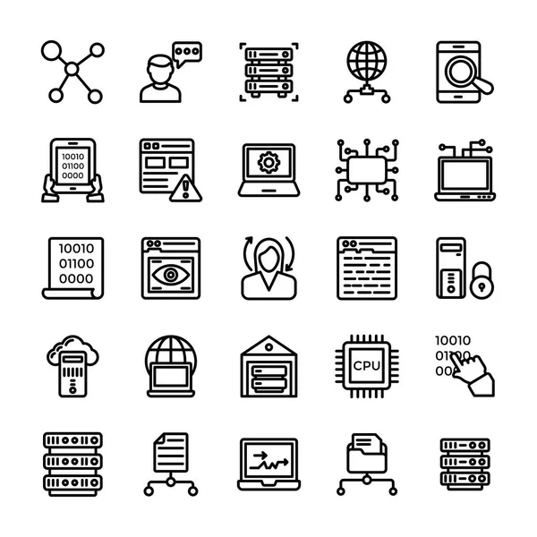 Data Management Line Icons Set — Stock Vector