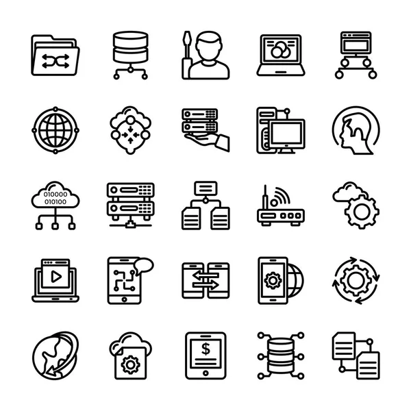 Data Management Line Icons Pack — Stock Vector