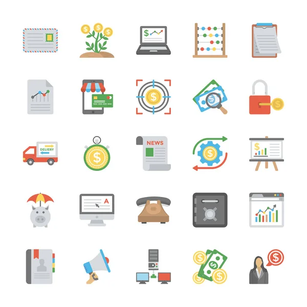 Conjunto Iconos Vectores Planos Inicio Nuevos Negocios — Vector de stock