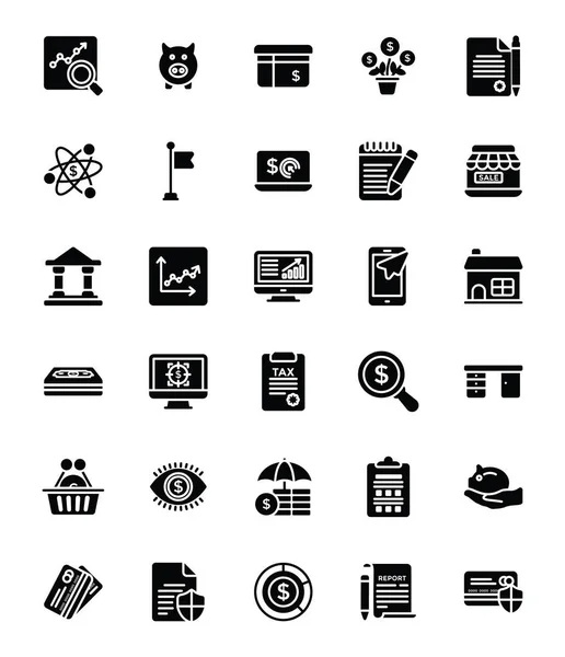 Bundle Startup New Business Glyph Vector Icons — Stock Vector