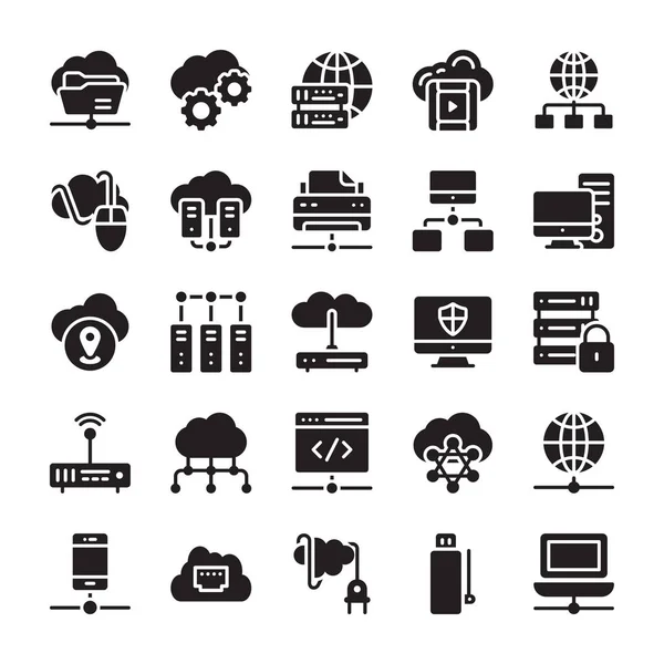 Netwerk Cloud Computing Vector Icons — Stockvector