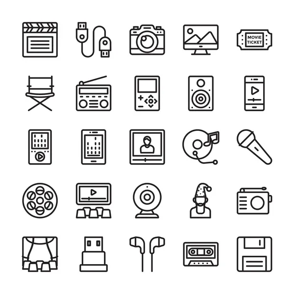 Medya ve eğlence çizgi simgeler 