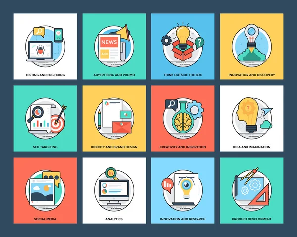 Seo Development Flat Icons Pack — стоковый вектор