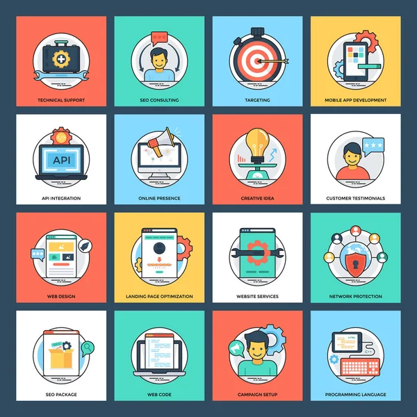 SEO ve geliştirme düz simgeler 