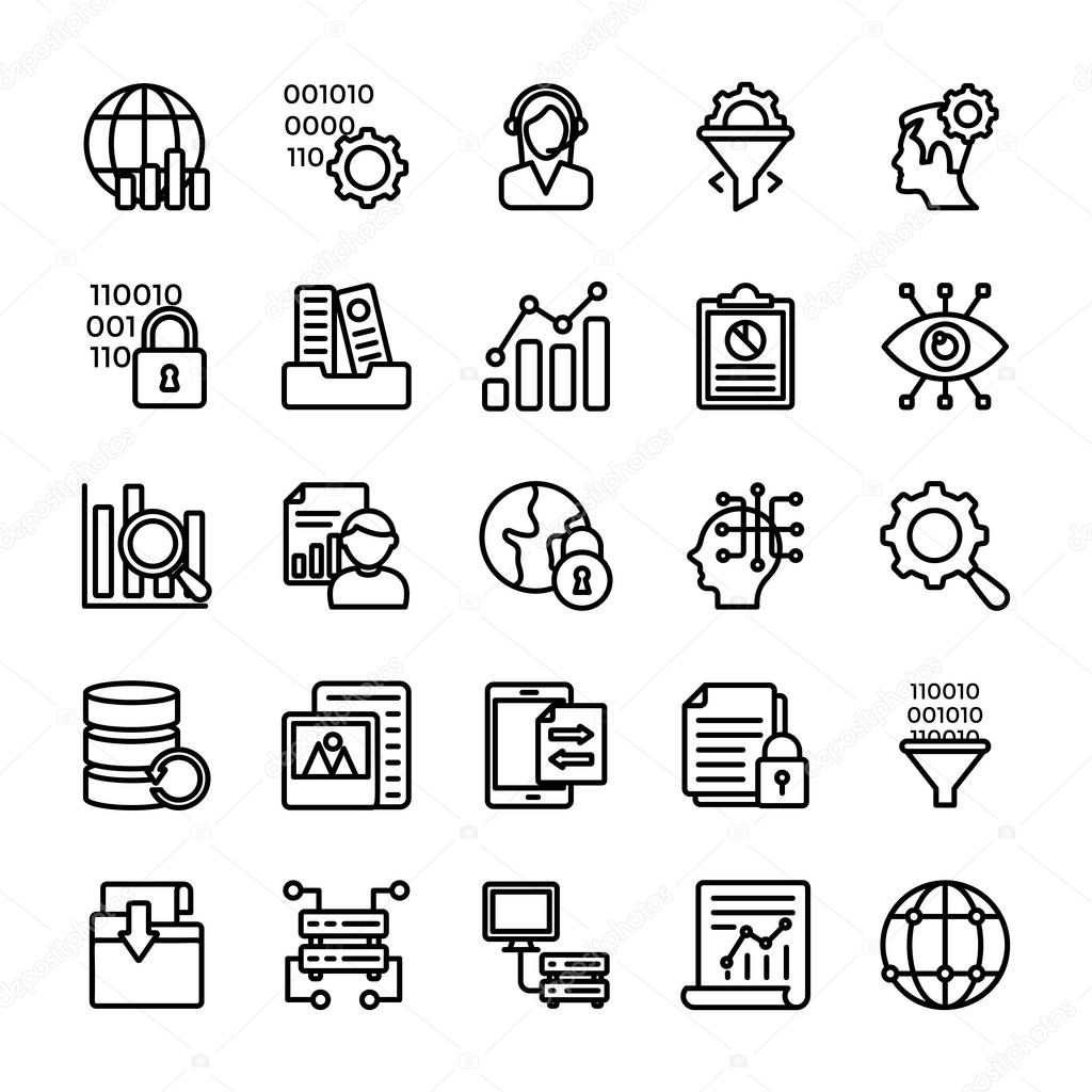 Data Management Line Icons Collection 