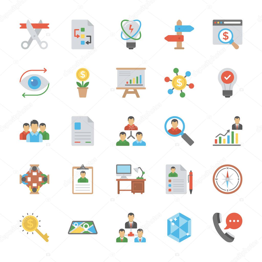 Startup and New Business Flat Vector Icons Set