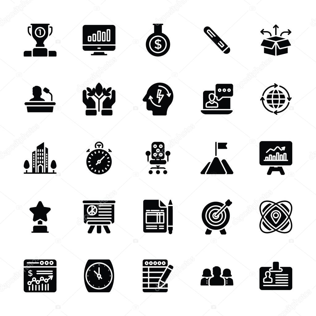 Startup and New Business Glyph Vector Set
