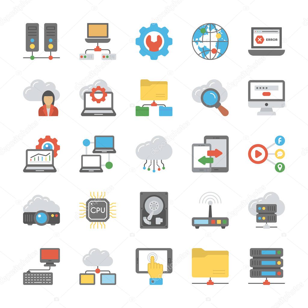 Network and Cloud Computing Flat Icon 