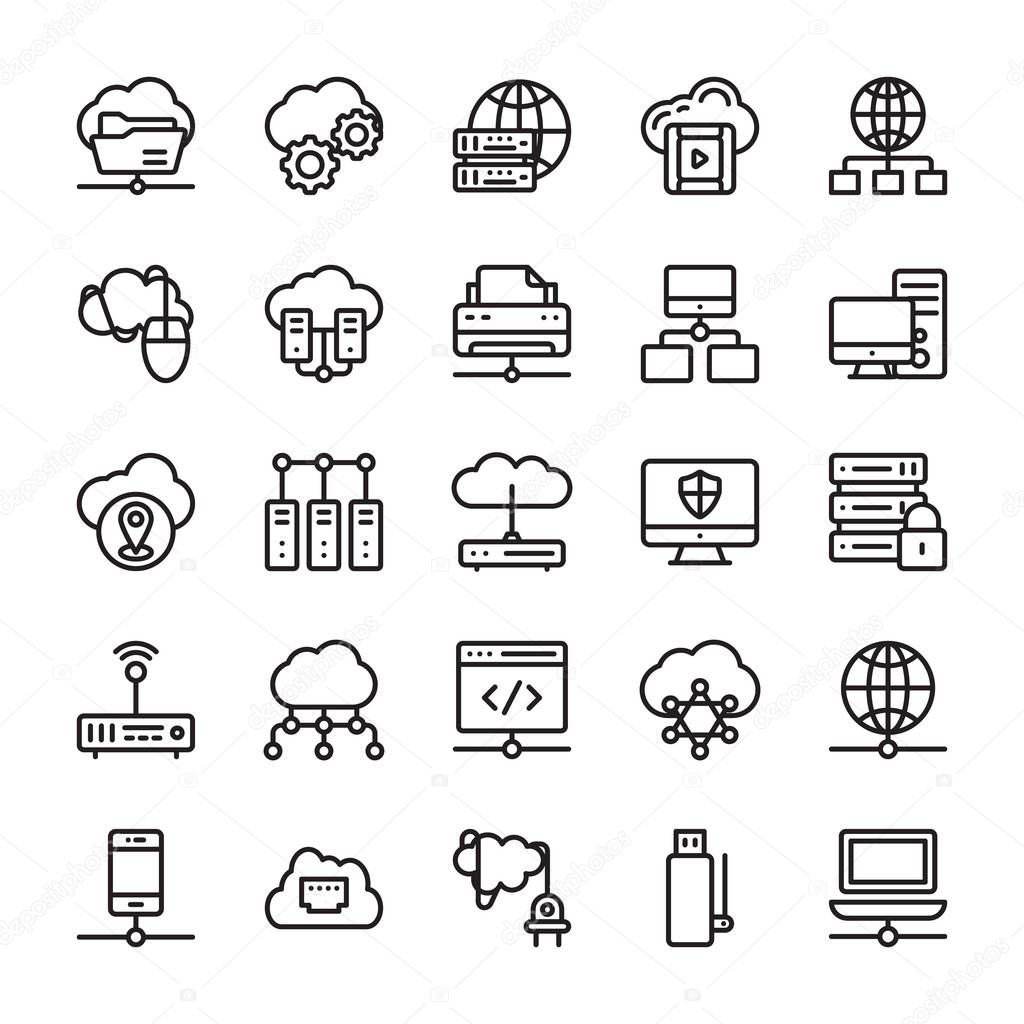Network and Cloud Computing Icons Vector 