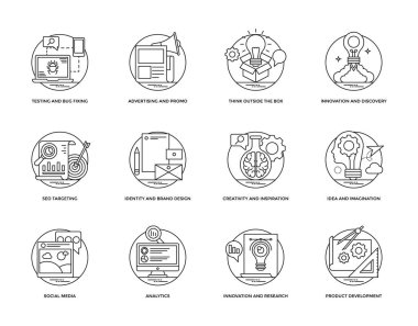 SEO ve geliştirme hattı simgeler paketi 