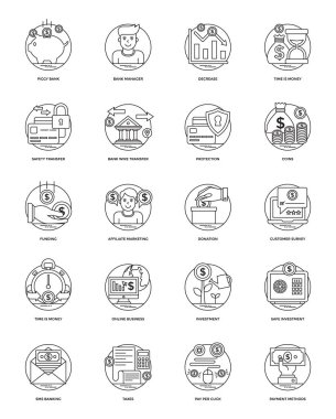 İş ve veri yönetimi satır Icons Set