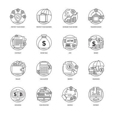 İş ve veri yönetimi vektör simgeler 