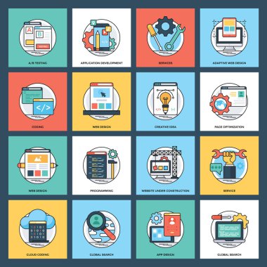 Düz simgeler Web Hizmetleri 