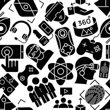 Sanal gerçeklik glif simgelerin seamless modeli 