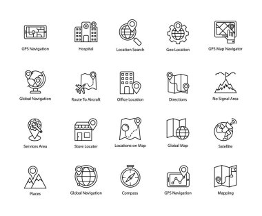 Harita ve navigasyon satır vektörler kümesi