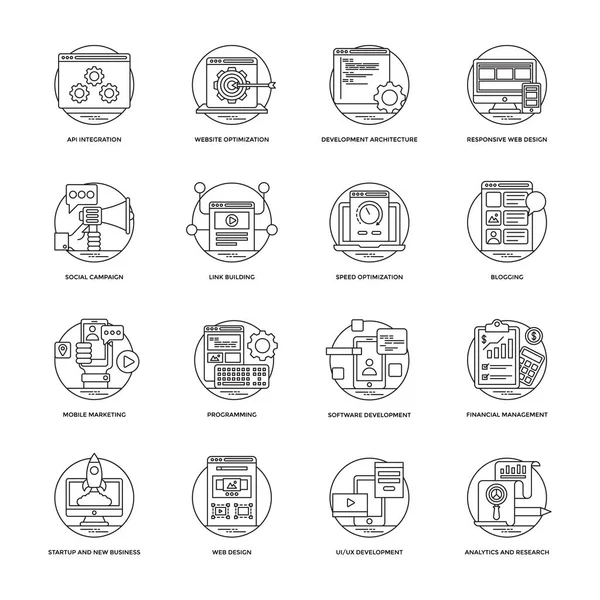 SEO ve geliştirme hattı simgeler paketi 