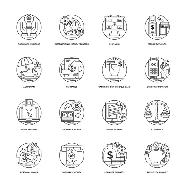 Pack Business Data Management Line Vector Icons — Stock Vector