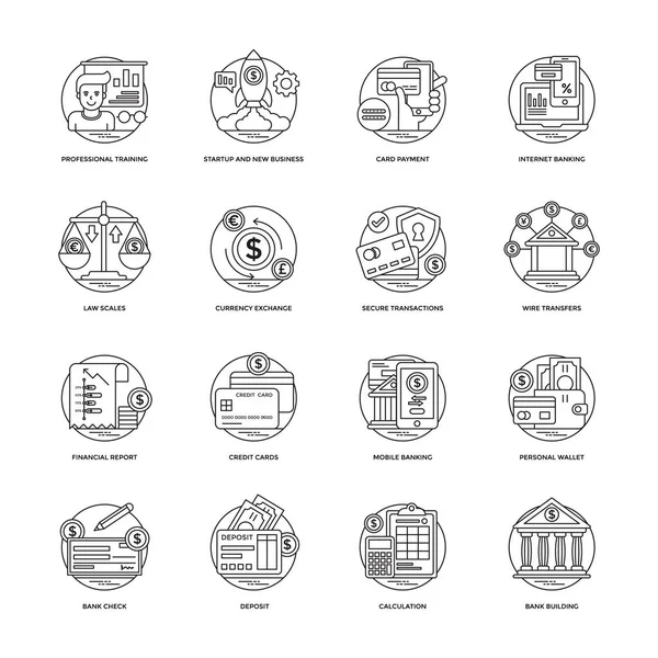 Business Data Management Line Vector Icons — Stock Vector