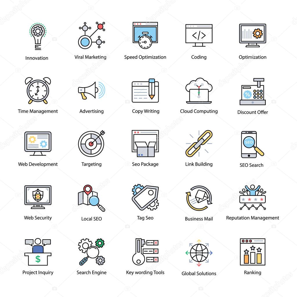 Search Engine and Optimization Pro Icons