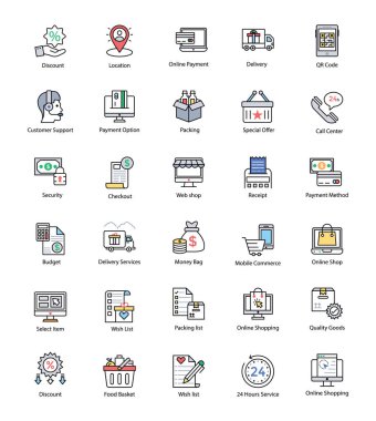 Çekici alışveriş ve ticaret simgeler