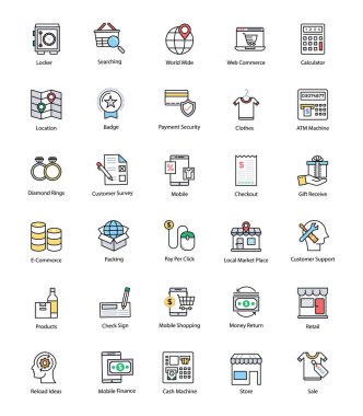 Yaratıcı alışveriş ve ticaret simgeler