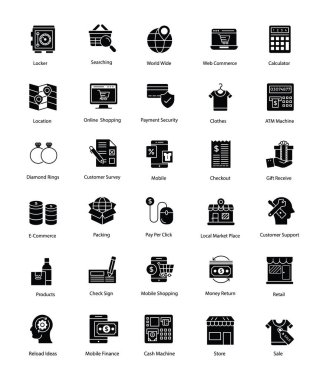 Yaratıcı alışveriş ve ticaret simgeler