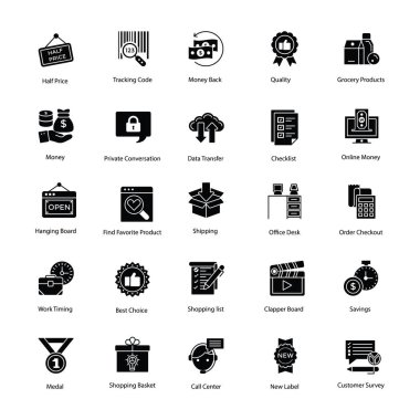 Yenilikçi alışveriş ve ticaret simgeler