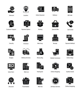 Çekici alışveriş ve ticaret simgeler