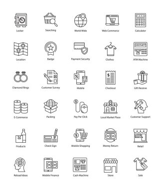 Yaratıcı alışveriş ve ticaret simgeler