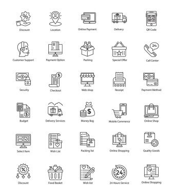 Çekici alışveriş ve ticaret simgeler