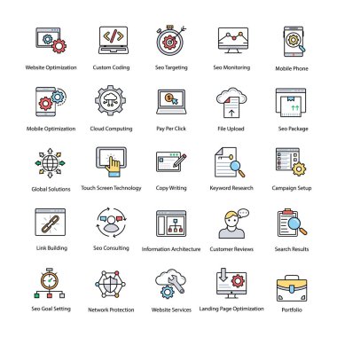 Web ve Seo düz Vector Icons Set
