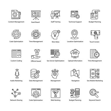 Web ve Seo çizgi vektör simgeler kümesi