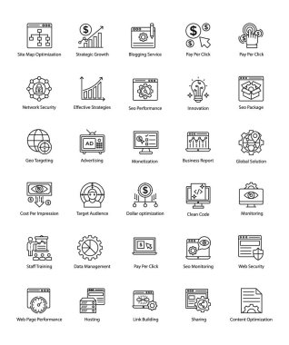 Web ve Seo çizgi vektör simgeler