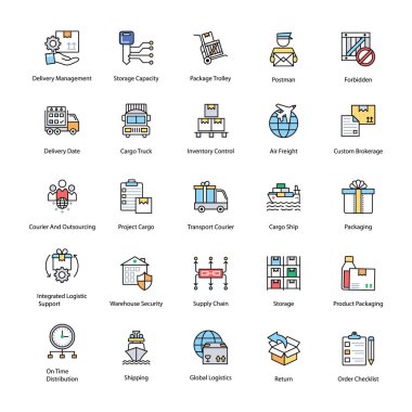 Lojistik teslimat düz simgeler