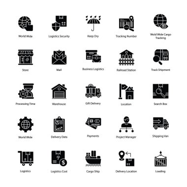 Uyarıcı lojistik teslimat simgeler