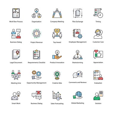 İş yönetimi düz simgeler