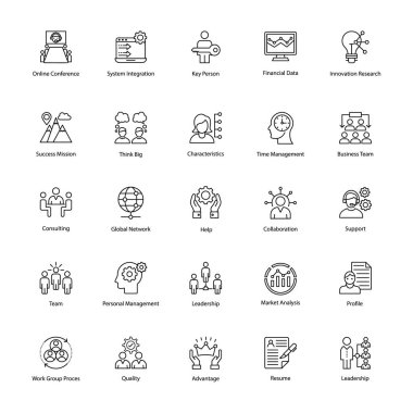 iş yönetimi satır Icons set 