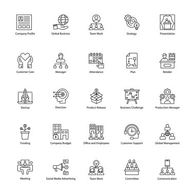 İş Yönetim satırı simgeler paketi 