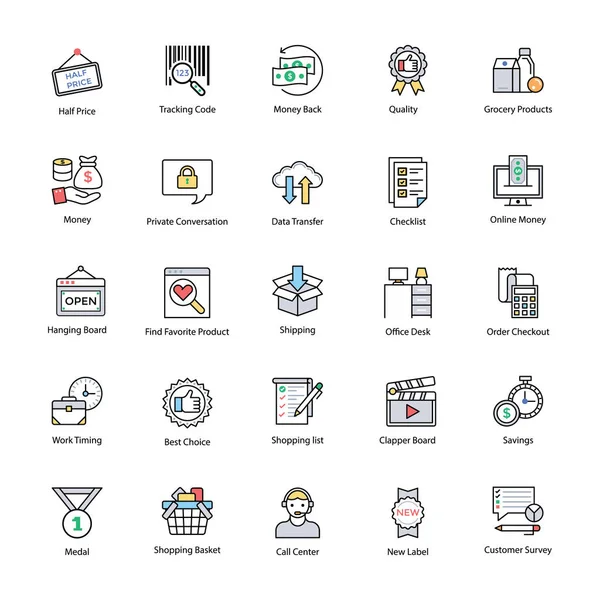 Yenilikçi alışveriş ve ticaret simgeler