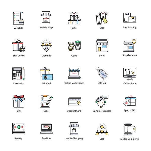 Göz alıcı alışveriş ve ticaret simgeler