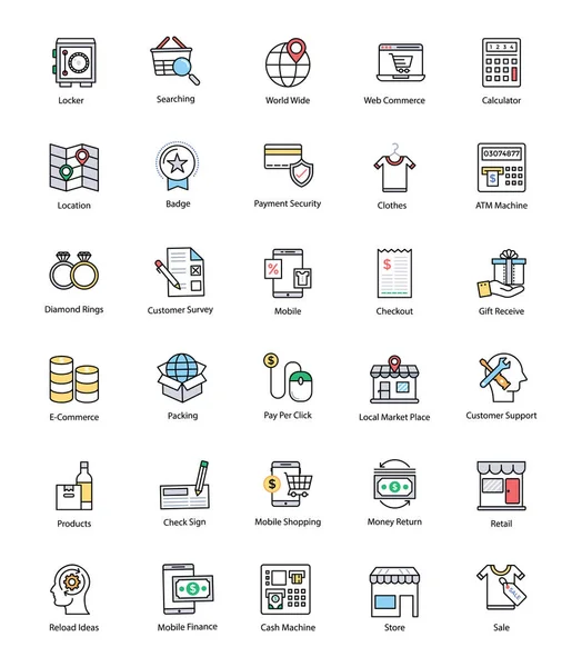 Yaratıcı alışveriş ve ticaret simgeler