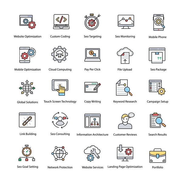 Web ve Seo düz Vector Icons Set
