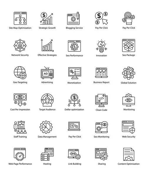 Web ve Seo çizgi vektör simgeler