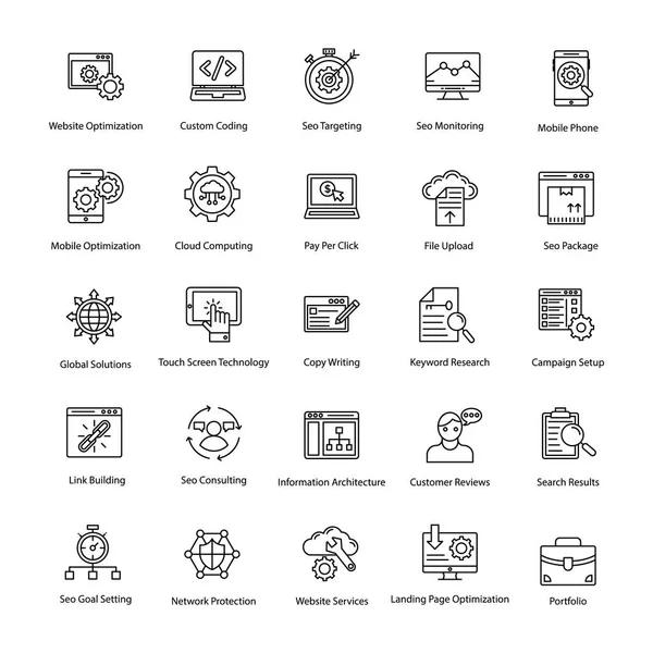 Hattı Web ve Seo Vector Icons Set