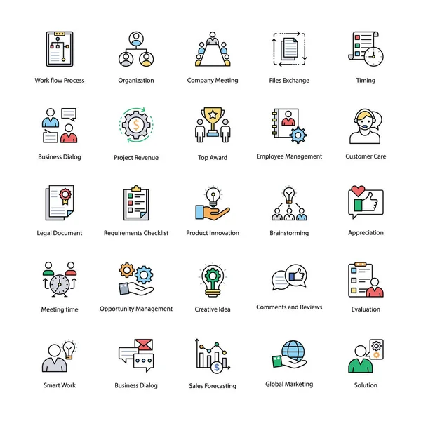 İş yönetimi düz simgeler