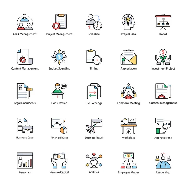 Business Management düz simgeler 