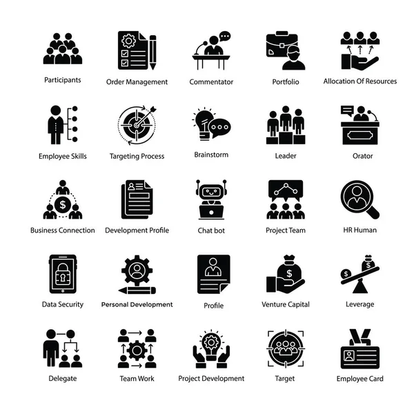 İş yönetimi glif Icons Collection 