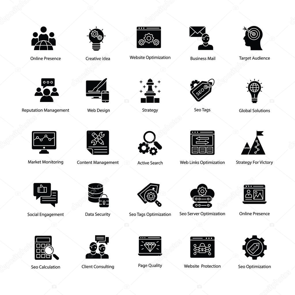 Web and Seo Glyph Vector Icons