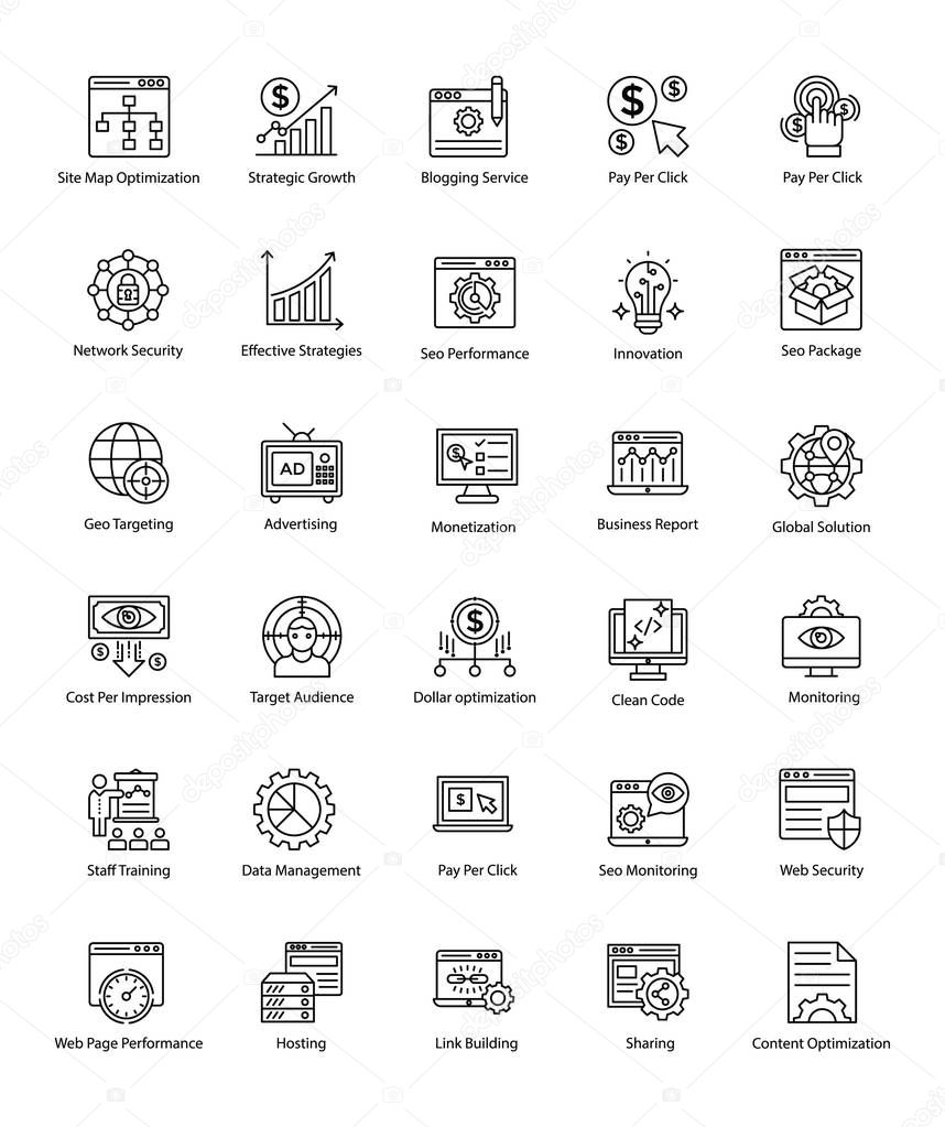 Bundle of Web and Seo line Vector Icons