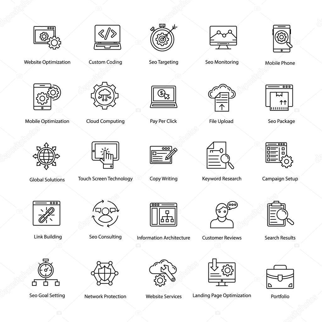 Web and Seo line Vector Icons Set